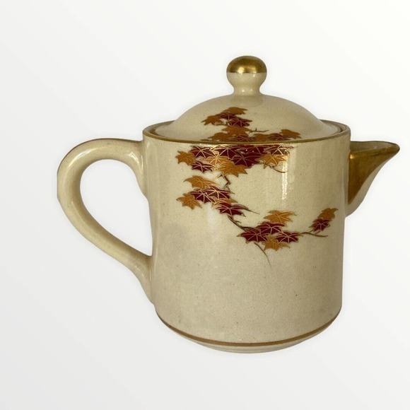 Vintage Koshida Japan 14 Piece Tea Set‎ Autumn Leaves Scene Teapot Cups Saucers - Picture 4 of 12